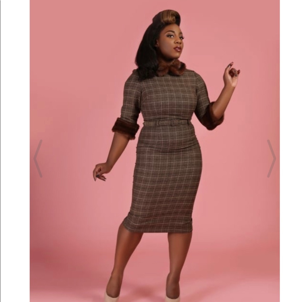 Collectif vintage brown plaid dress